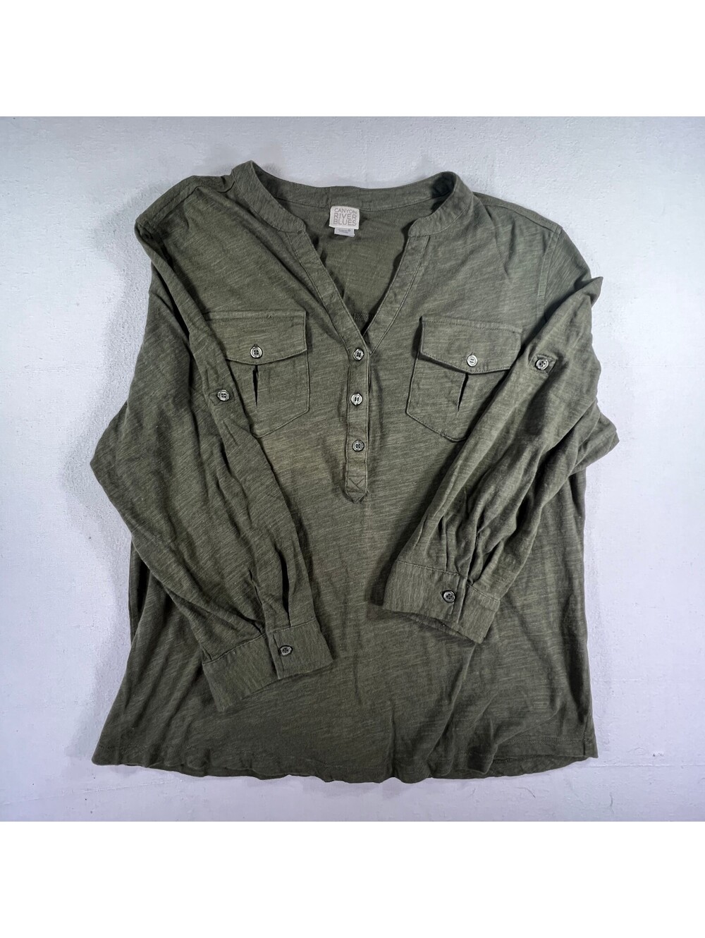 Canyon River Blues Olive Green Long Sleeve Shirt Size Large